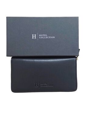 Hotel Collection Black Leather Travel Jewelry Holder Zipper Wallet